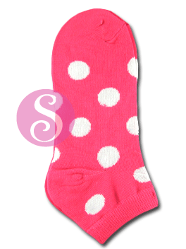6 pairs Polka Dots Pink White Women's / Girls Socks Shoe Size 4-10
