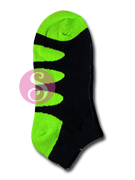 6 pairs Oval Ringer Black Chartreuse Socks Women's / Girls Socks Shoe Size 4-10