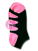 6 pairs Oval Ringer Black Lt Pink Socks Women's / Girls Socks Shoe Size 4-10