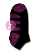 6 pairs Oval Ringer Black Purple Socks Women's / Girls Socks Shoe Size 4-10