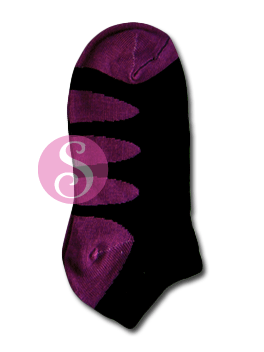 6 pairs Oval Ringer Black Purple Socks Women's / Girls Socks Shoe Size 4-10