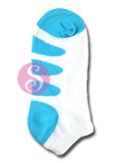 6 pairs Oval Ringer White Baby Blue Socks Women's / Girls Socks Shoe Size 4-10