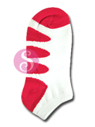 6 pairs Oval Ringer White Fuchsia Red Socks Women's / Girls Socks Shoe Size 4-10