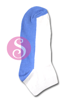 6 pairs Solid Bottom Blue White Women's / Girls Socks Shoe Size 4-10