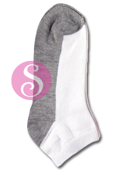 6 pairs Solid Bottom Gray White Women's / Girls Socks Shoe Size 4-10