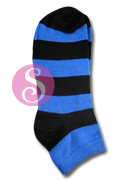 6 pairs Stripes Black Blue Women's / Girls Socks Shoe Size 4-10