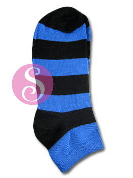 6 pairs Stripes Black Blue Women's / Girls Socks Shoe Size 4-10