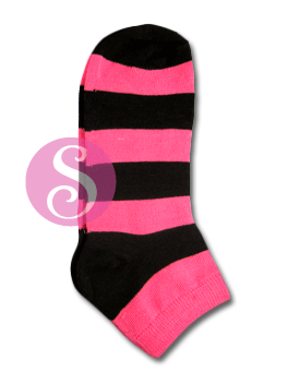 6 pairs Stripes Black Pink Women's / Girls Socks Shoe Size 4-10
