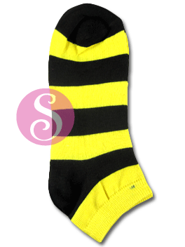 6 pairs Stripes Black Yellow Women's / Girls Socks Shoe Size 4-10