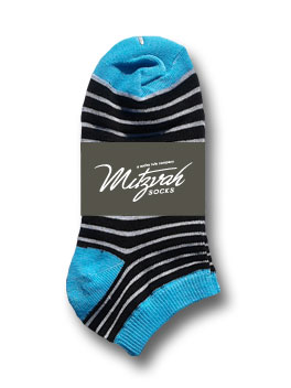 6 pairs Ringer Stripes lt Blue Socks  Women's / Girls Socks Shoe Size 4-10